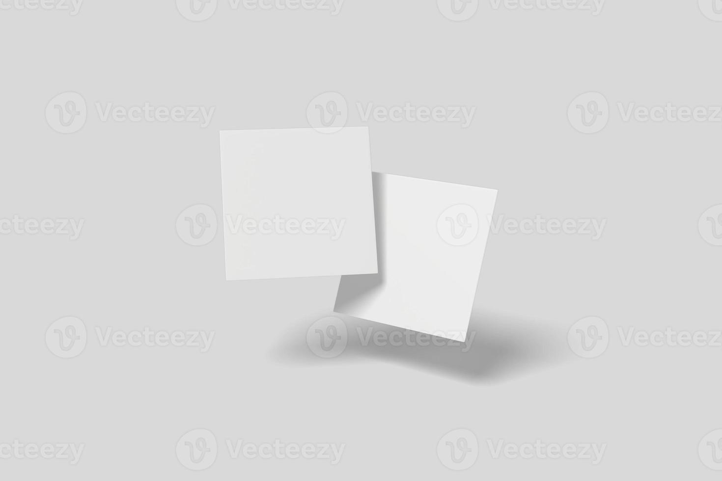 Realistic blank square business card illustration for mockup. 3D Render. photo