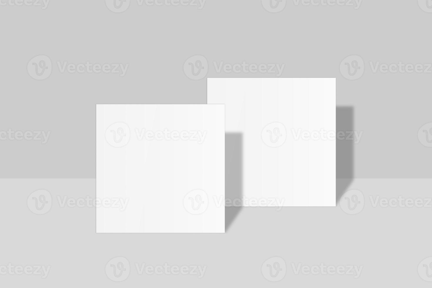 Realistic blank square business card illustration for mockup. 3D Render. photo
