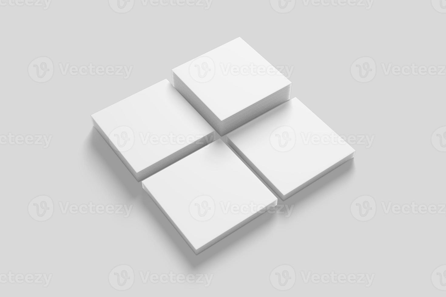 Realistic blank square business card illustration for mockup. 3D Render. photo