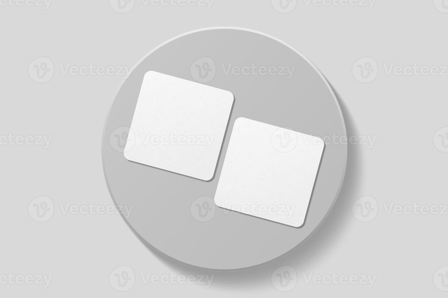 Realistic blank square business card illustration for mockup. 3D Render. photo