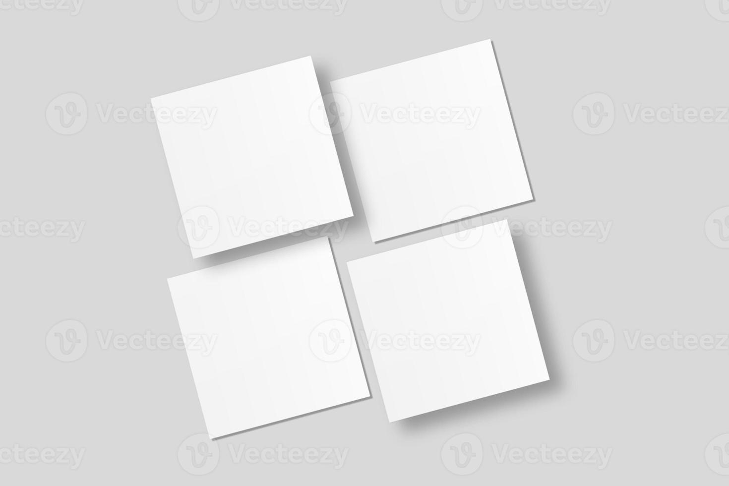 Realistic blank square business card illustration for mockup. 3D Render. photo