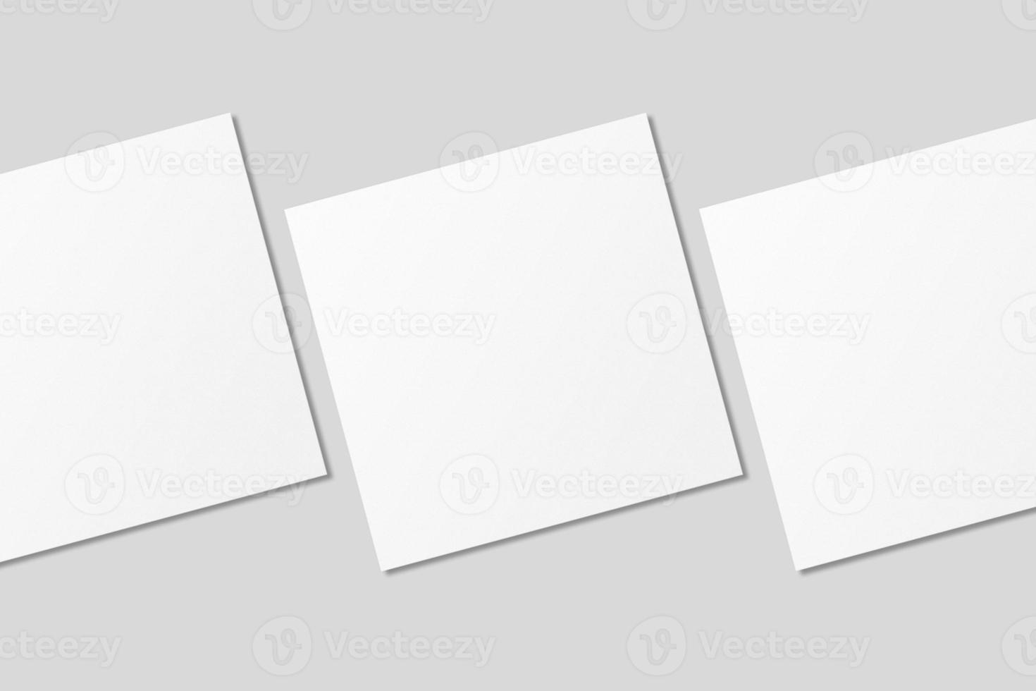 Realistic blank square business card illustration for mockup. 3D Render. photo