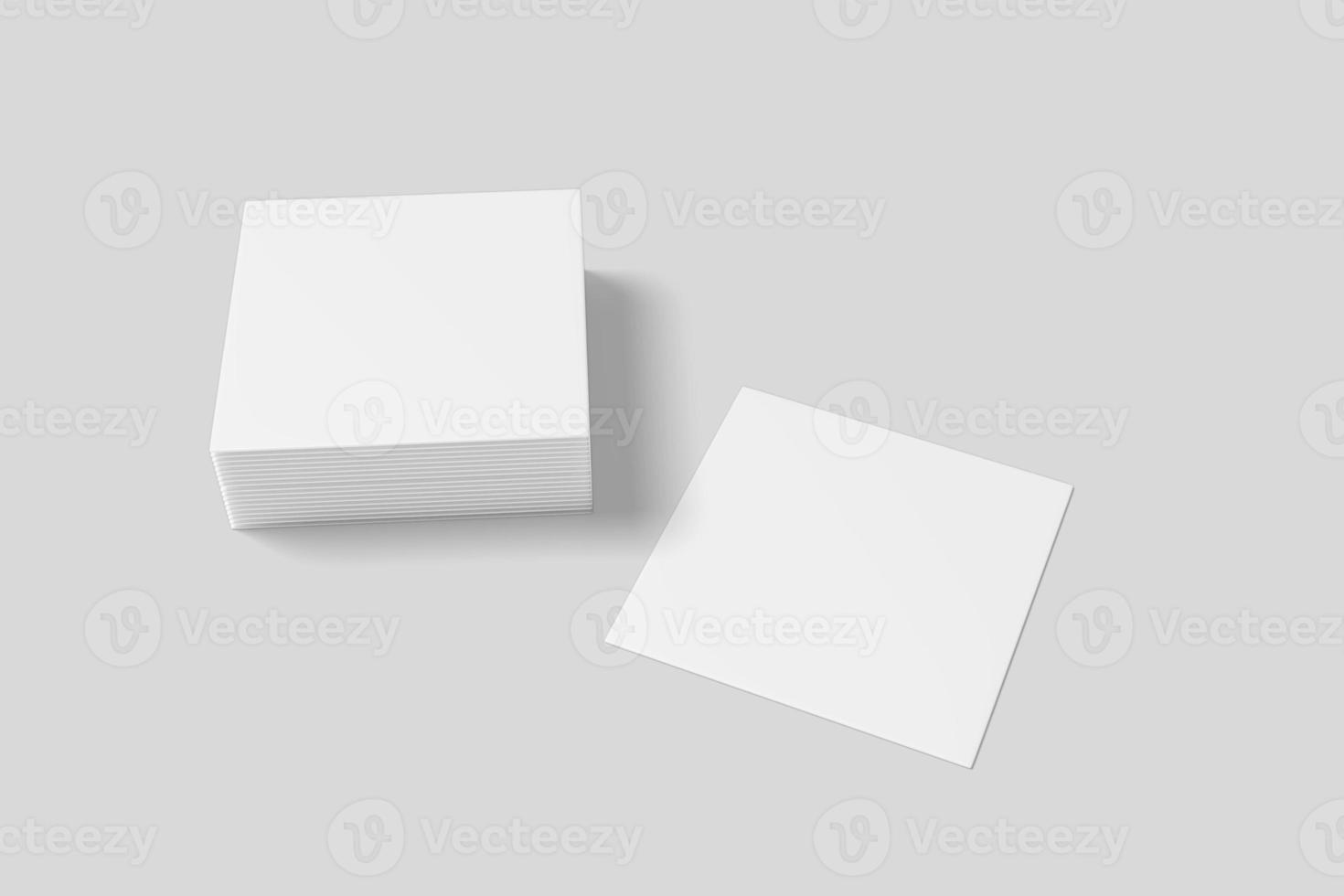 Realistic blank square business card illustration for mockup. 3D Render. photo
