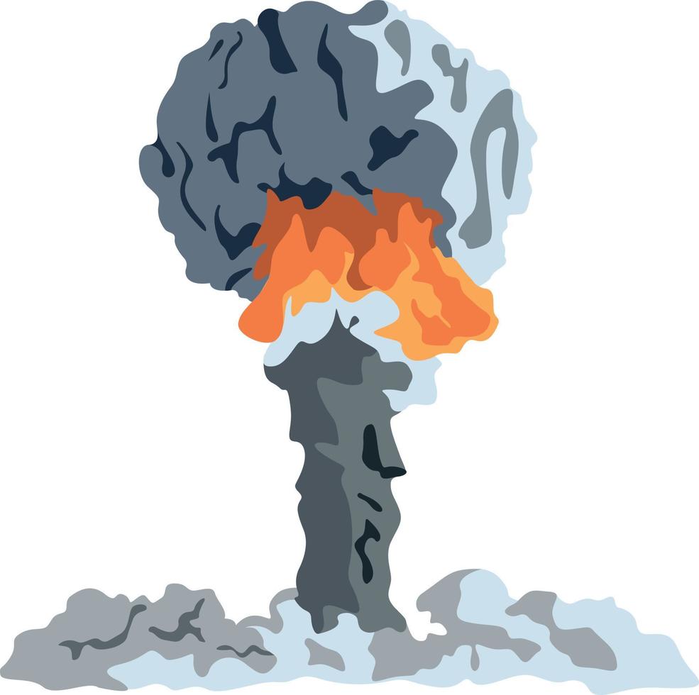 Nuclear explosion. Large mushroom cloud. Atomic bomb, nuclear weapons and global war. radioactive disaster. Vector illustration. Symbol of war, end of the world. Stop nuclear weapons.