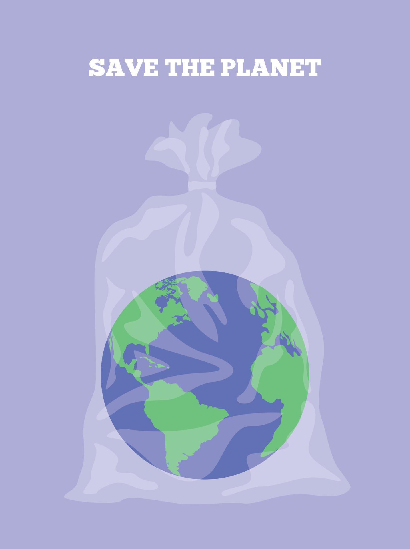 in a package. Plastic pollution. Ecology, clean the earth from