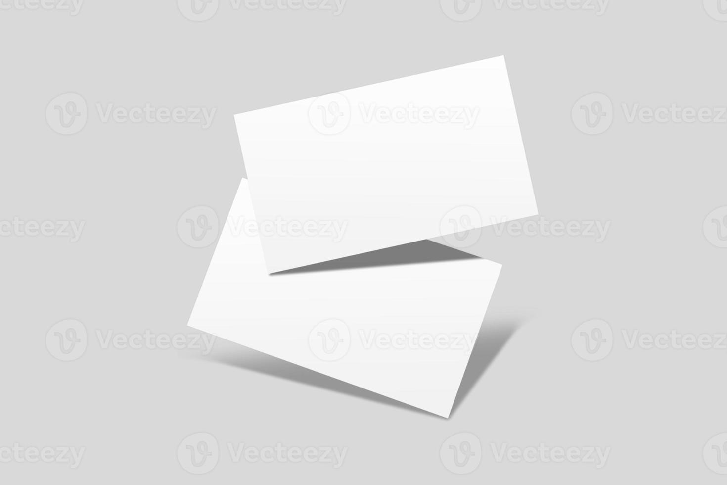 Realistic blank floating business card illustration for mockup. 3D Render. photo