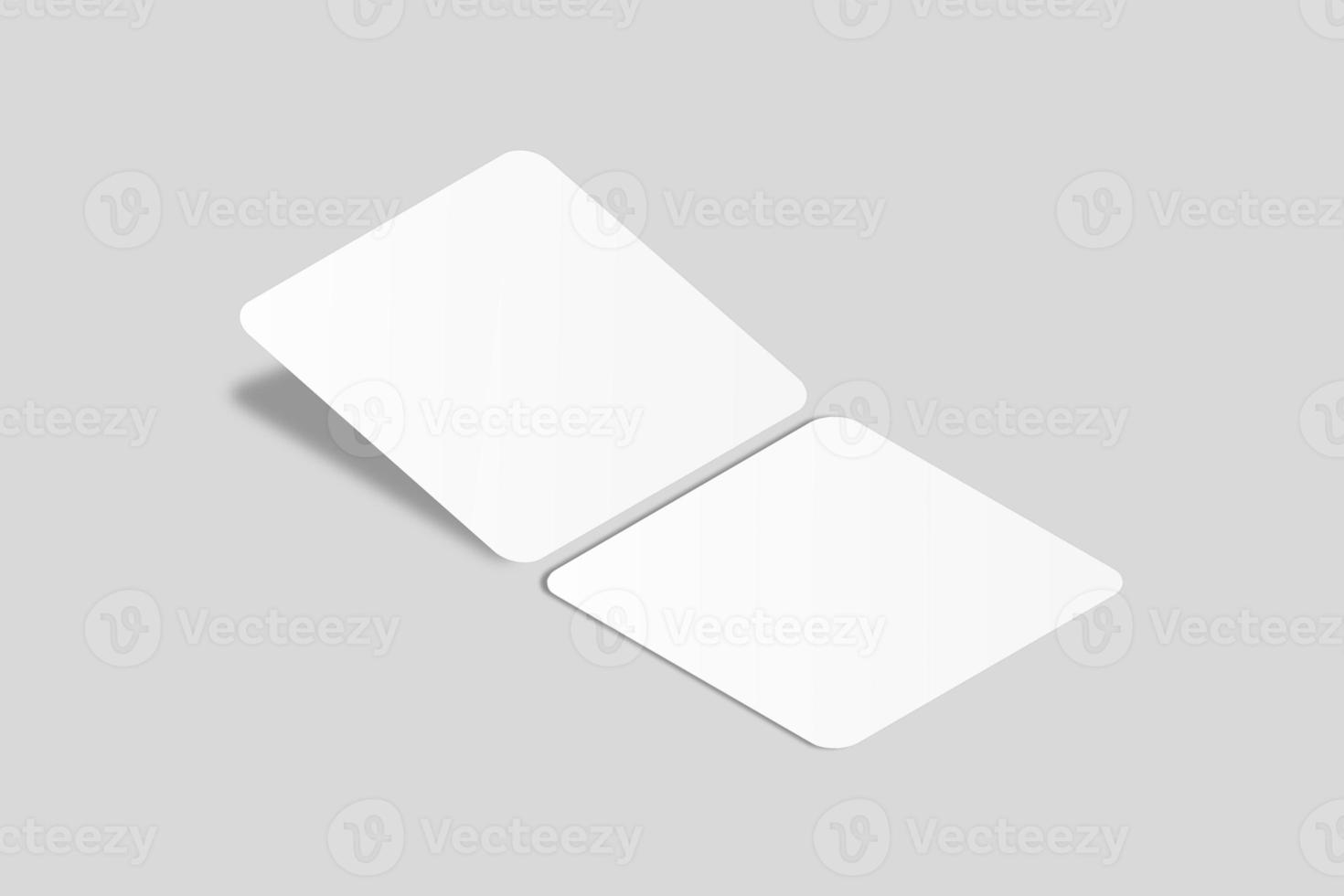 Realistic blank square business card illustration for mockup. 3D Render. photo