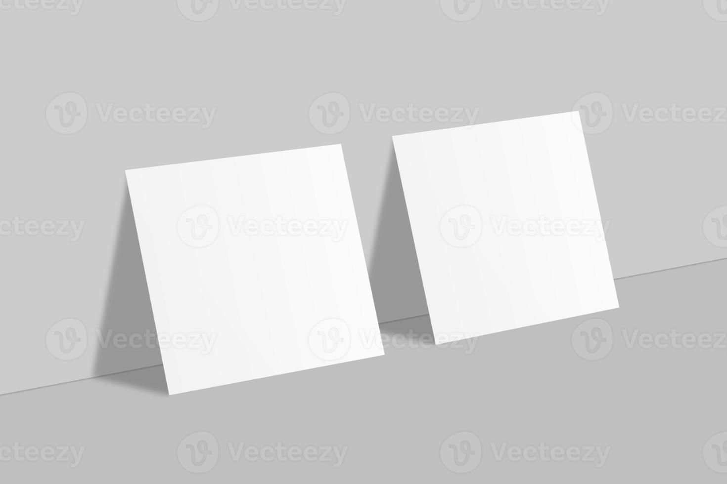 Realistic blank square business card illustration for mockup. 3D Render. photo