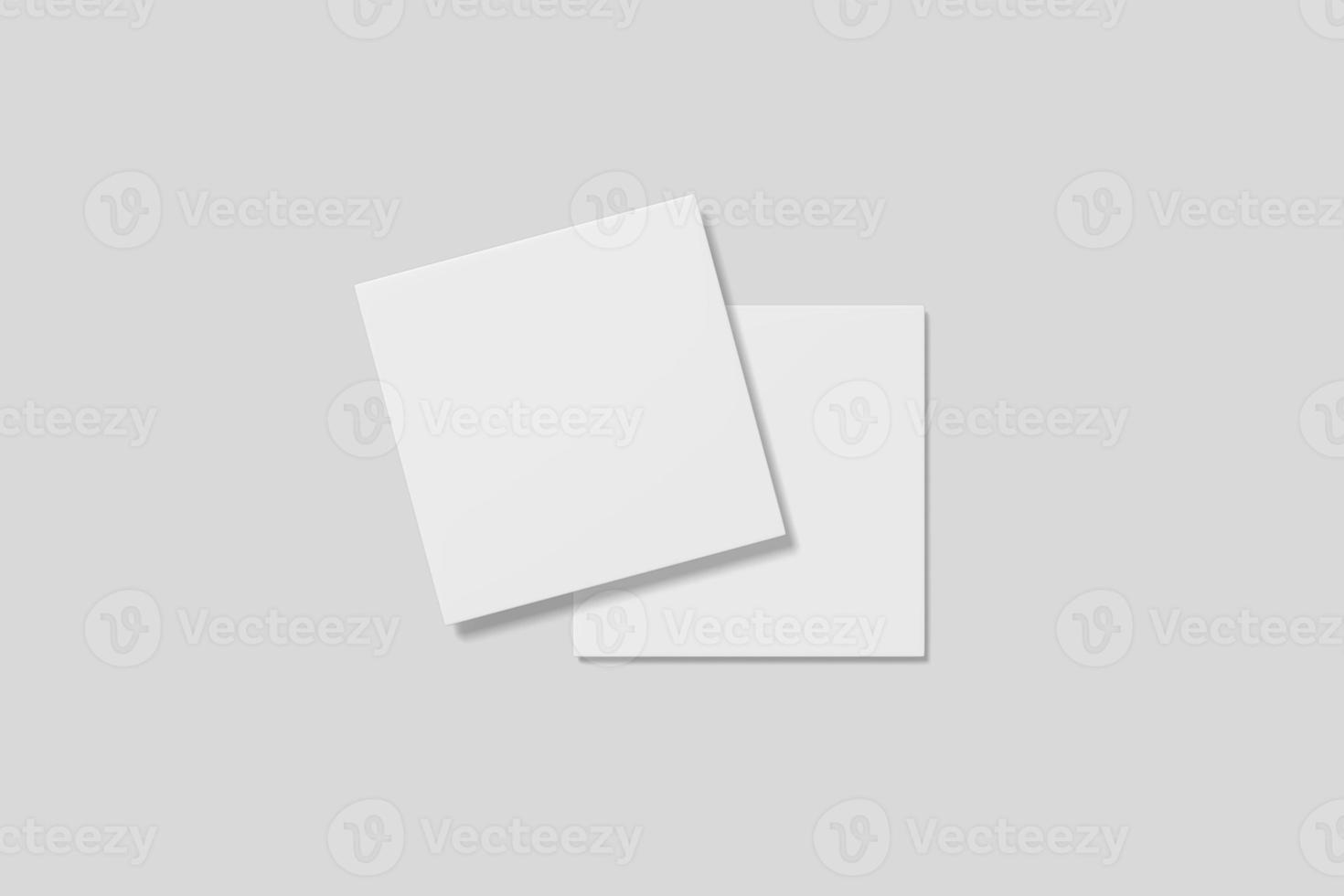 Realistic blank square business card illustration for mockup. 3D Render. photo