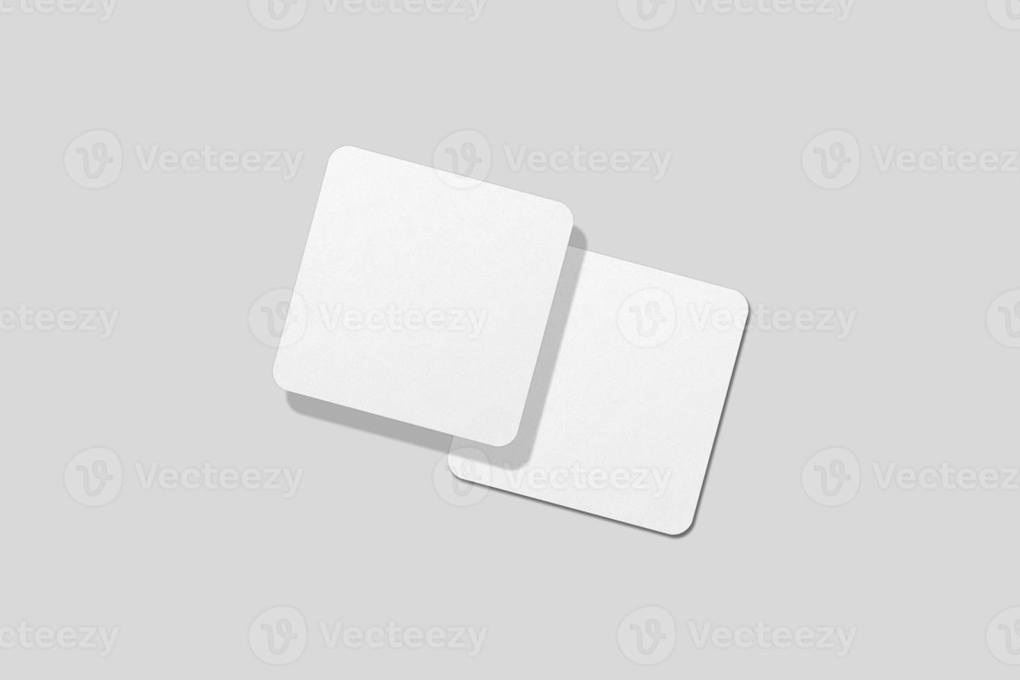 Realistic blank square business card illustration for mockup. 3D Render. photo