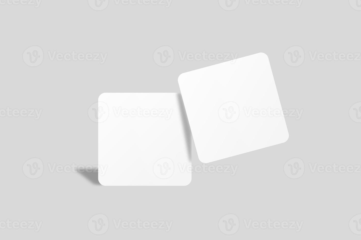 Realistic blank square business card illustration for mockup. 3D Render. photo