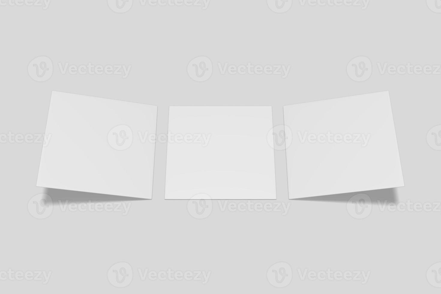 Realistic blank square business card illustration for mockup. 3D Render. photo