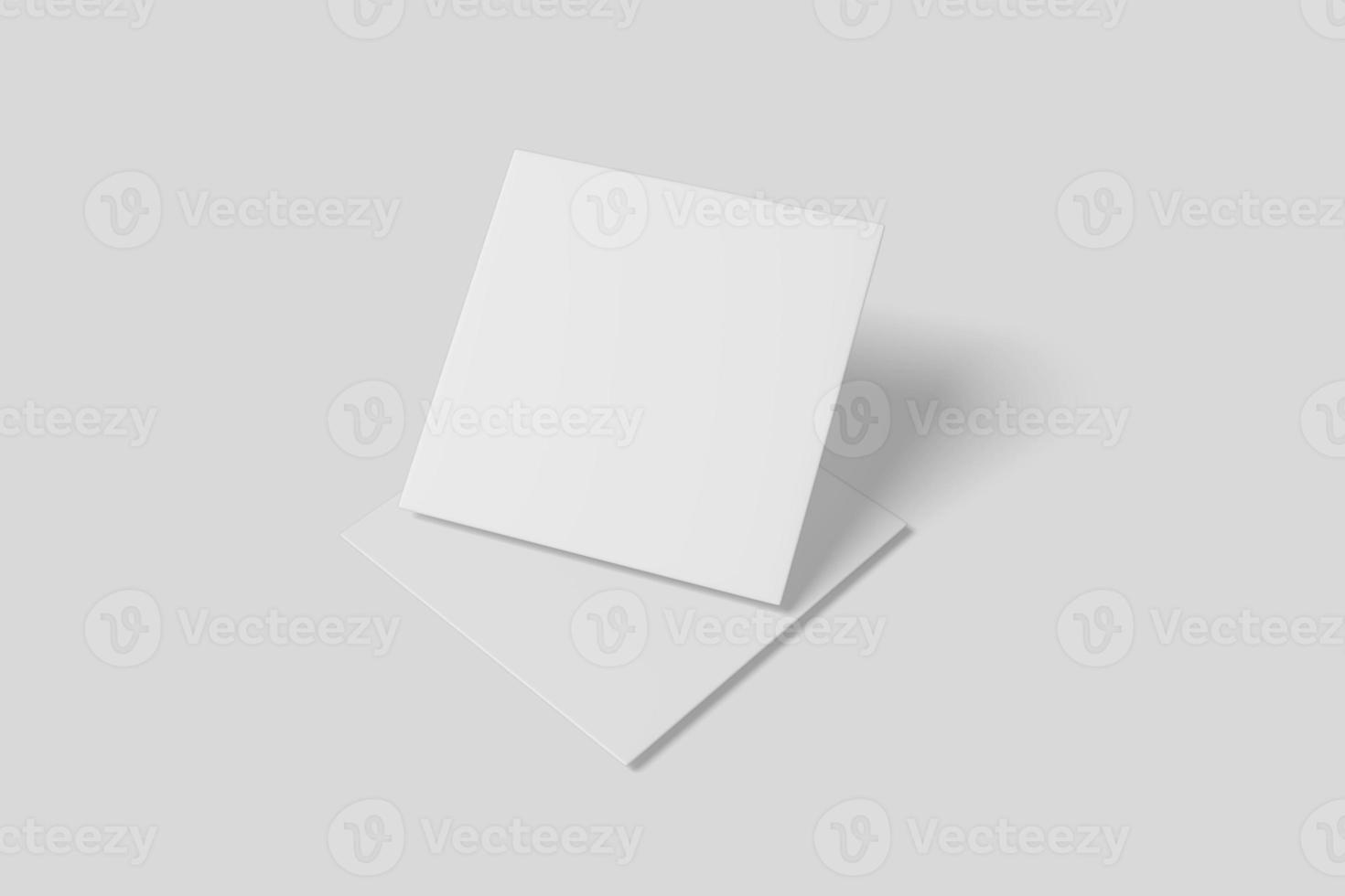 Realistic blank square business card illustration for mockup. 3D Render. photo