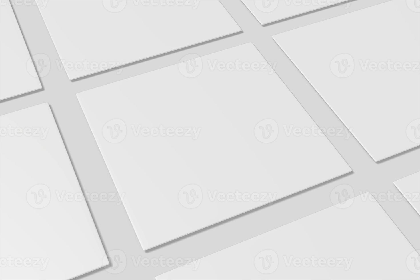 Realistic blank square business card illustration for mockup. 3D Render. photo