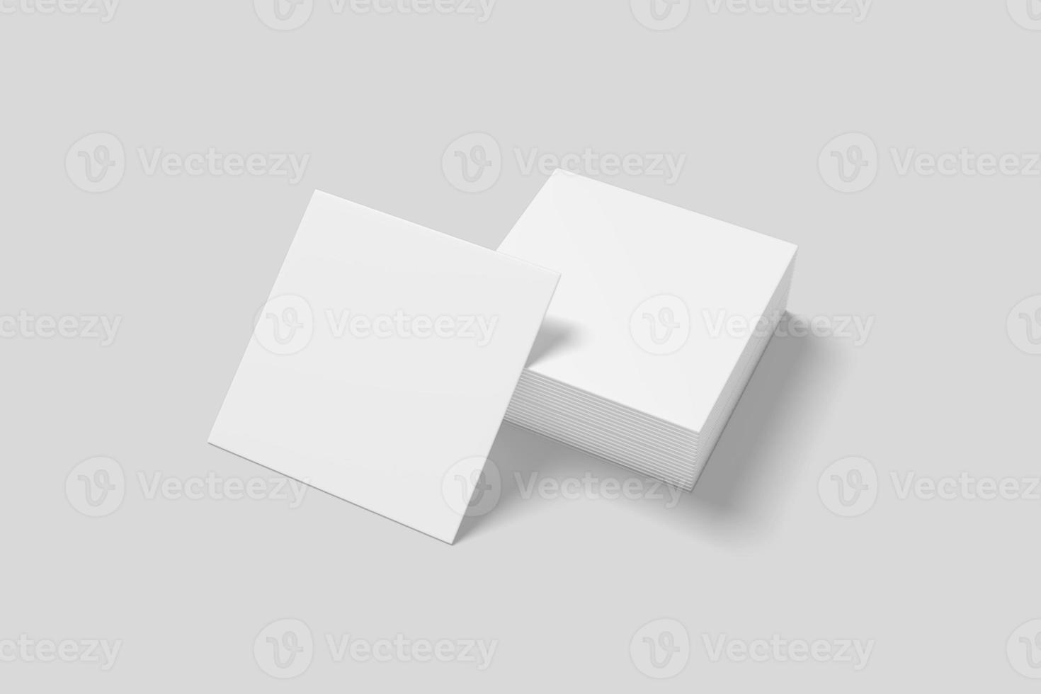 Realistic blank square business card illustration for mockup. 3D Render. photo