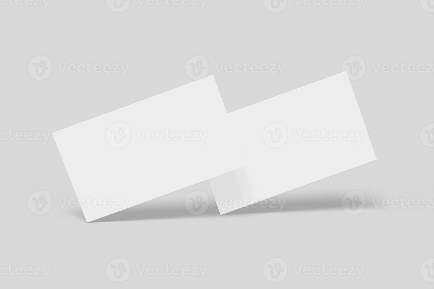 Realistic blank floating business card illustration for mockup. 3D Render. photo