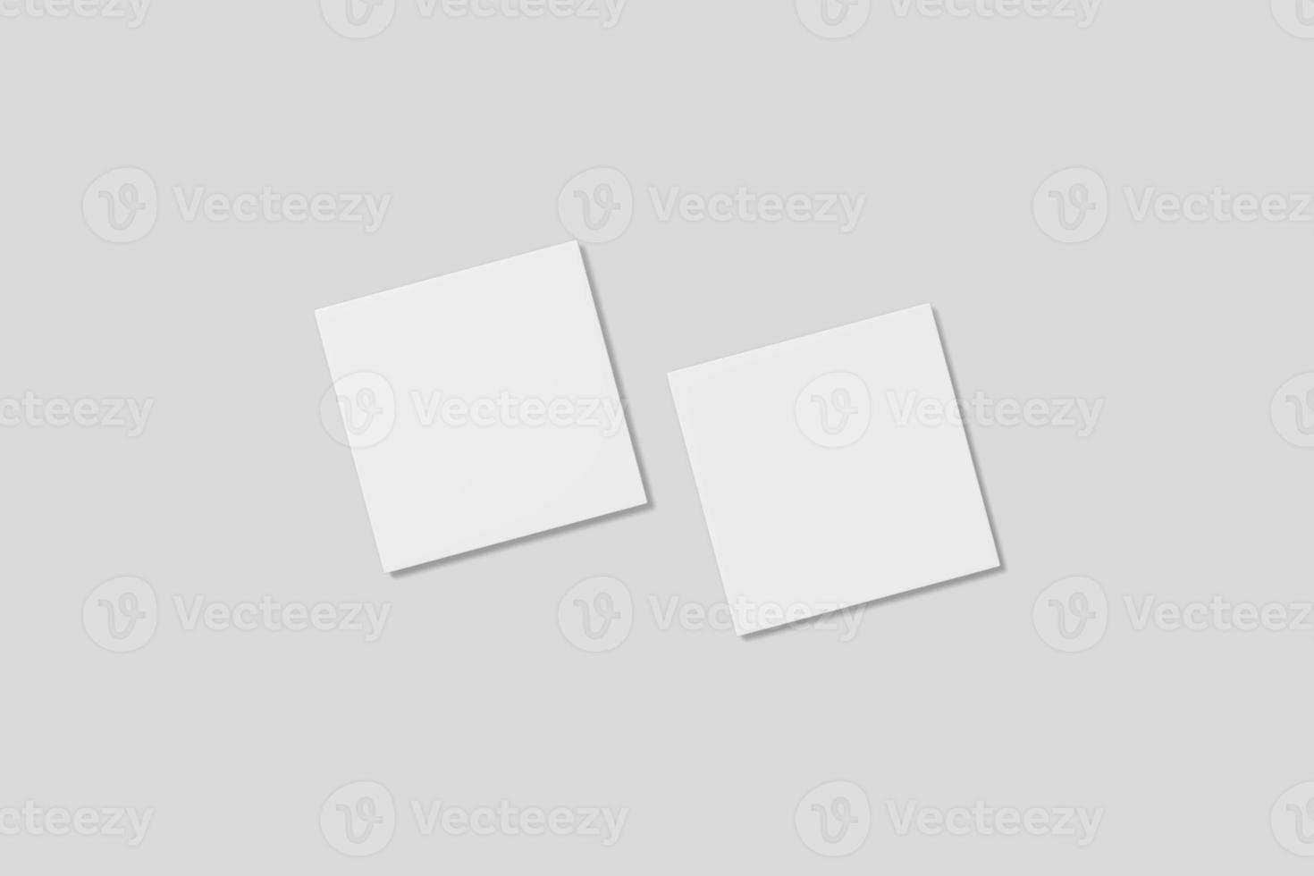 Realistic blank square business card illustration for mockup. 3D Render. photo