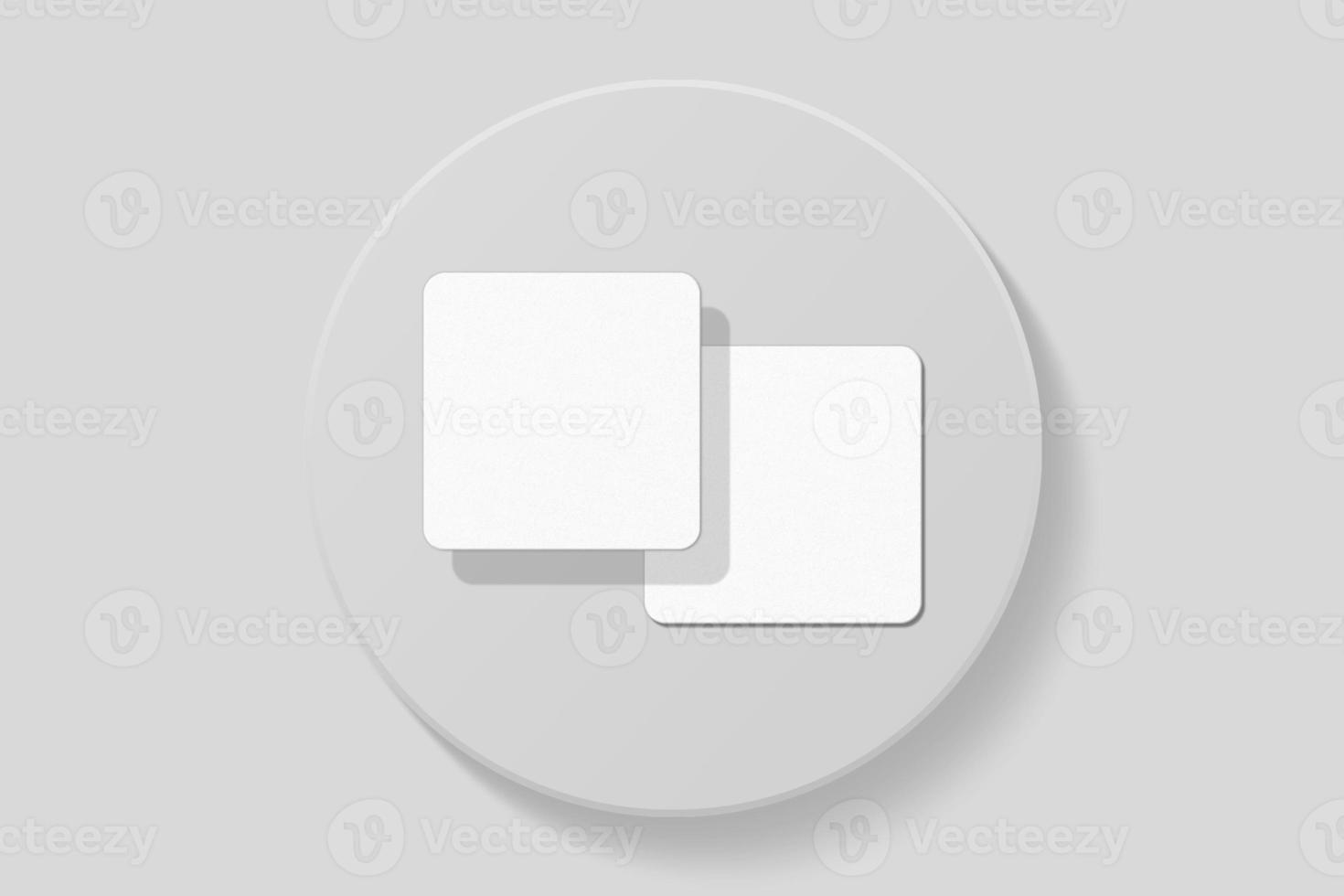 Realistic blank square business card illustration for mockup. 3D Render. photo