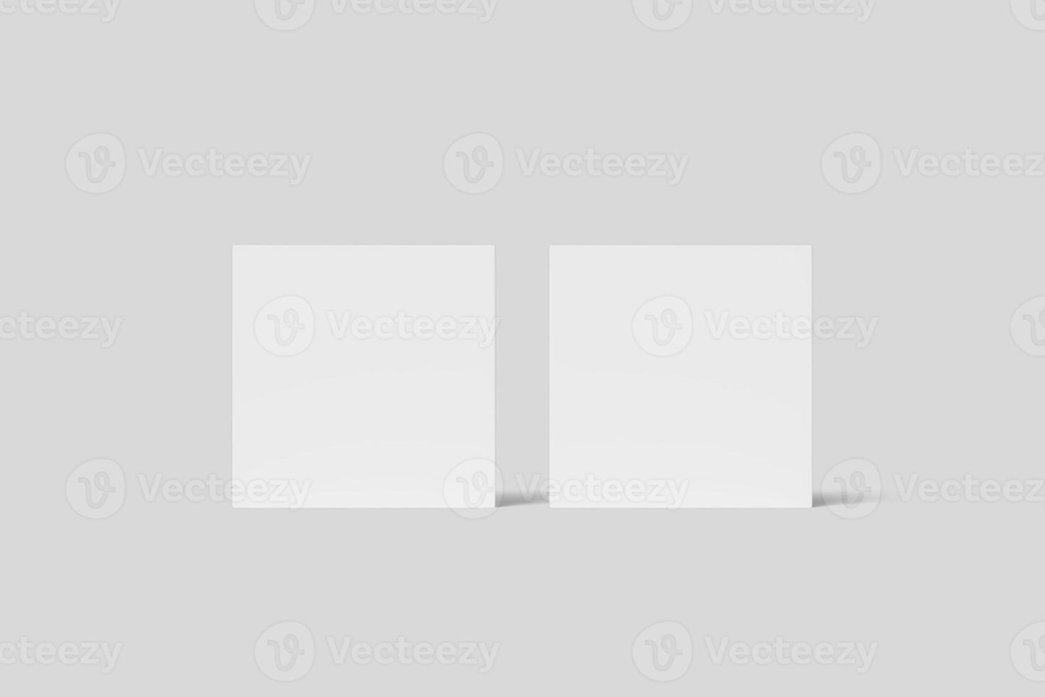 Realistic blank square business card illustration for mockup. 3D Render. photo