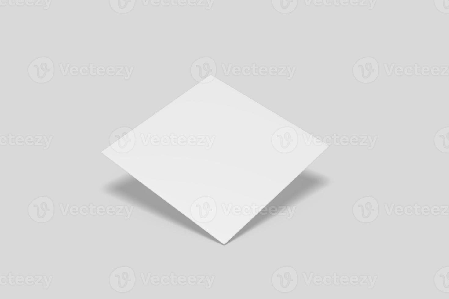 Realistic blank square business card illustration for mockup. 3D Render. photo
