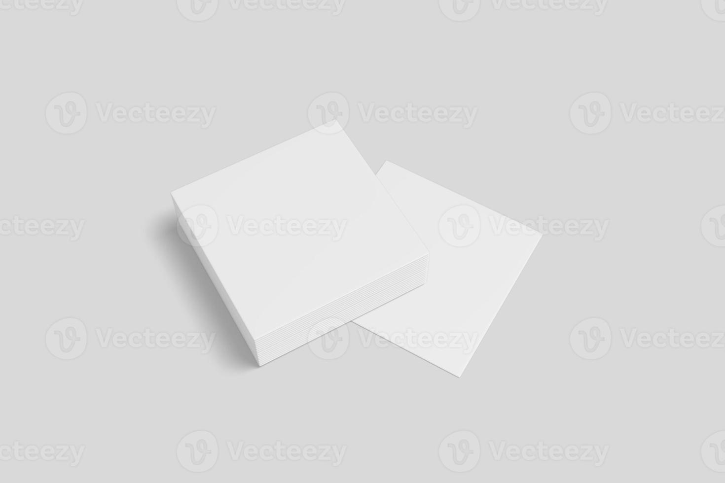 Realistic blank square business card illustration for mockup. 3D Render. photo