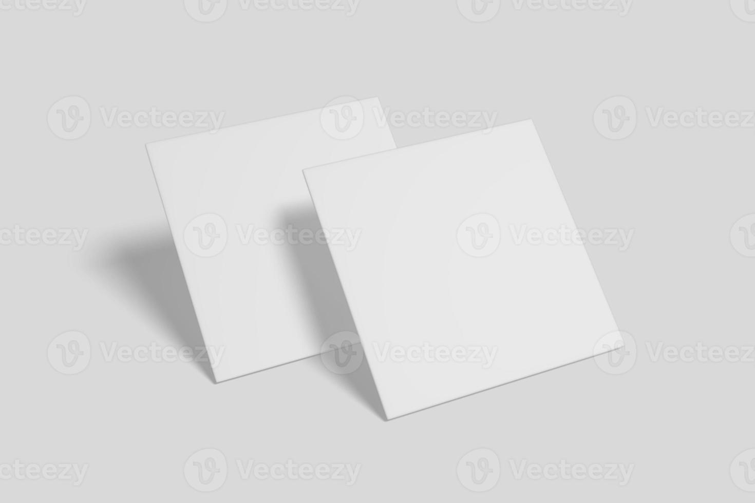 Realistic blank square business card illustration for mockup. 3D Render. photo