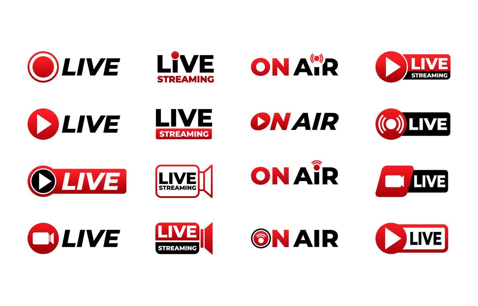 Live Streaming Badge Icon Set vector