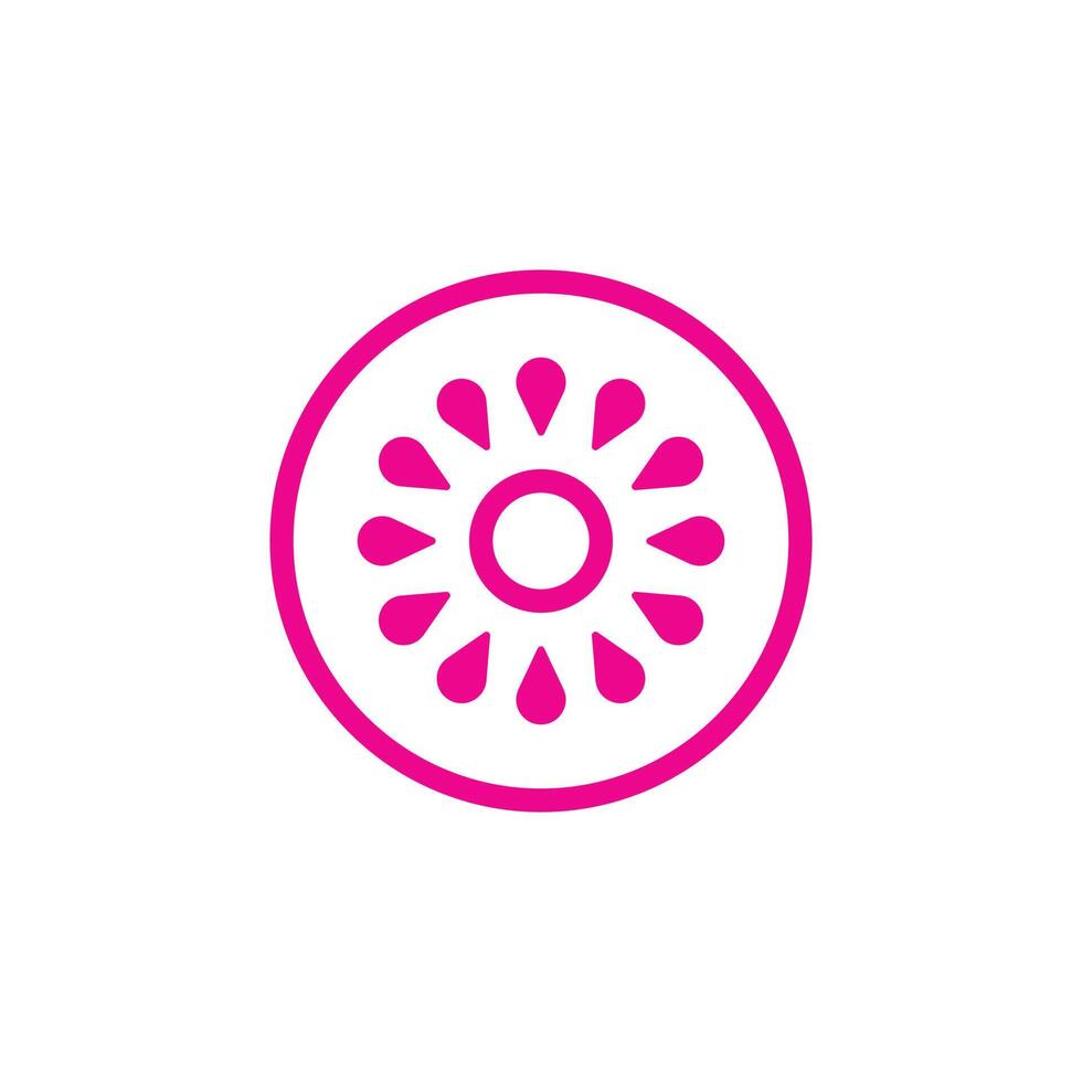 eps10 icono de fruta de kiwi de vector rosa aislado sobre fondo blanco. símbolo de contorno de media sección transversal de grosella espinosa china en un estilo moderno y plano simple para el diseño de su sitio web, logotipo y móvil