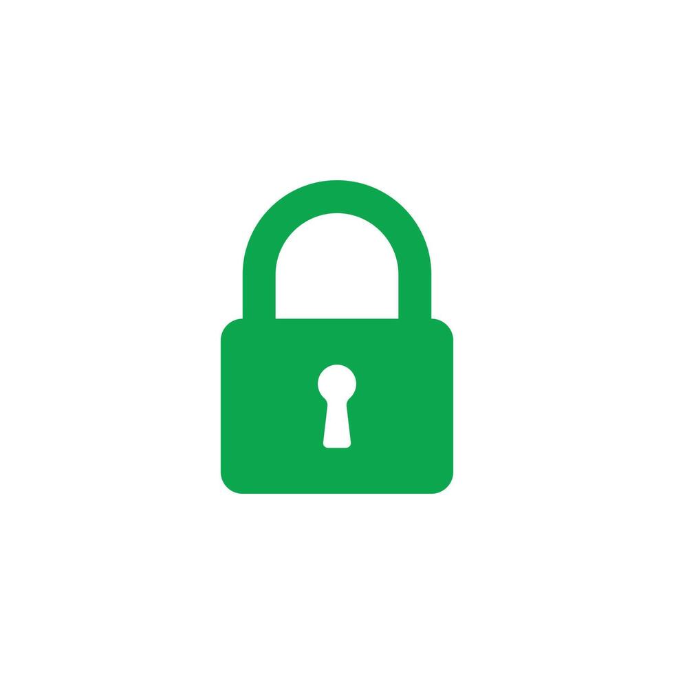 eps10 green vector security padlock solid art icon isolated on white background. closed lock filled symbol in a simple flat trendy modern style for your website design, logo, and mobile application