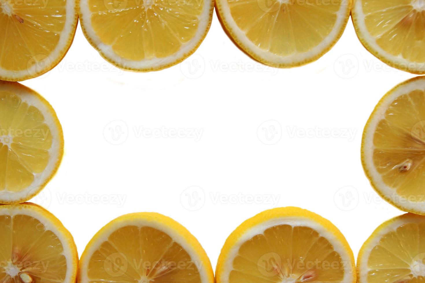 Ripe and fresh lemons close up for background. photo