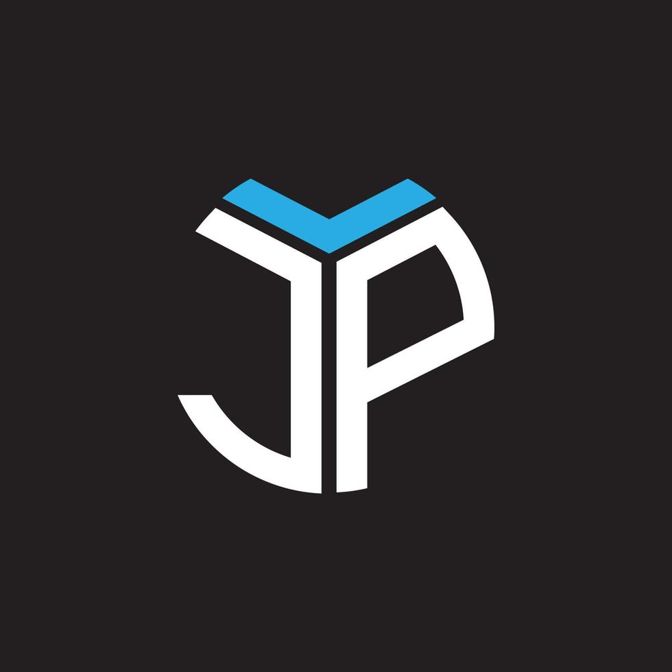 diseño de logotipo de letra jp sobre fondo negro. Concepto de logotipo de letra de iniciales creativas jp. diseño de letras jp. vector