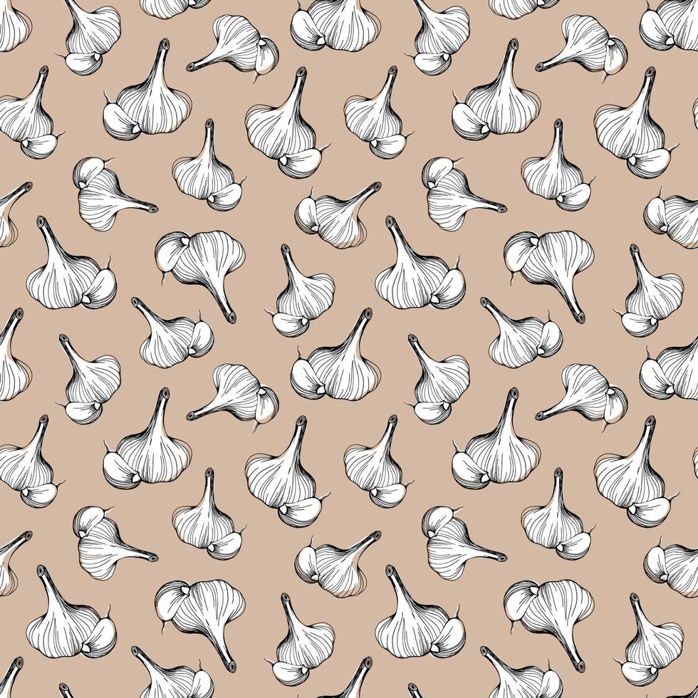Garlic seamless pattern vector