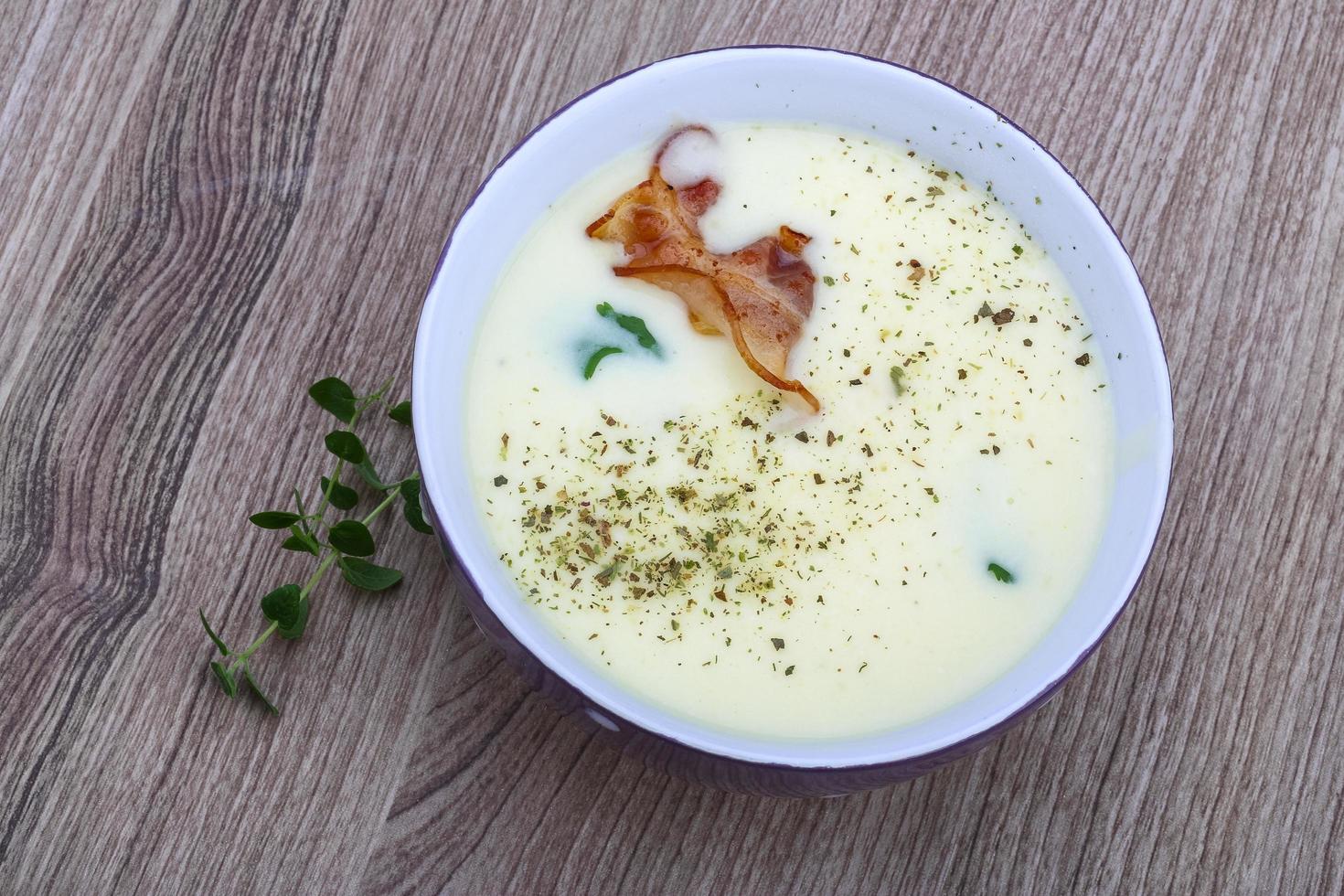 Cheese soup dish view photo