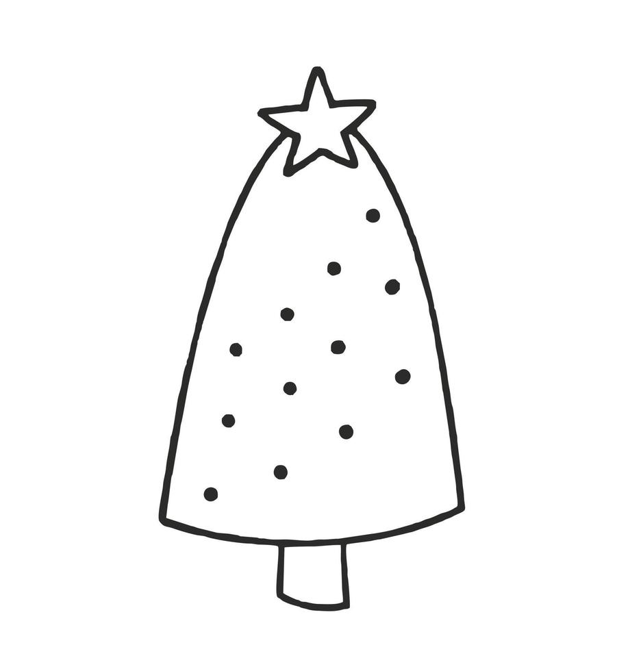 Spruce Vector Christmas Tree Illustration Doodle Isolated on White background Concept of Christmas and Santa