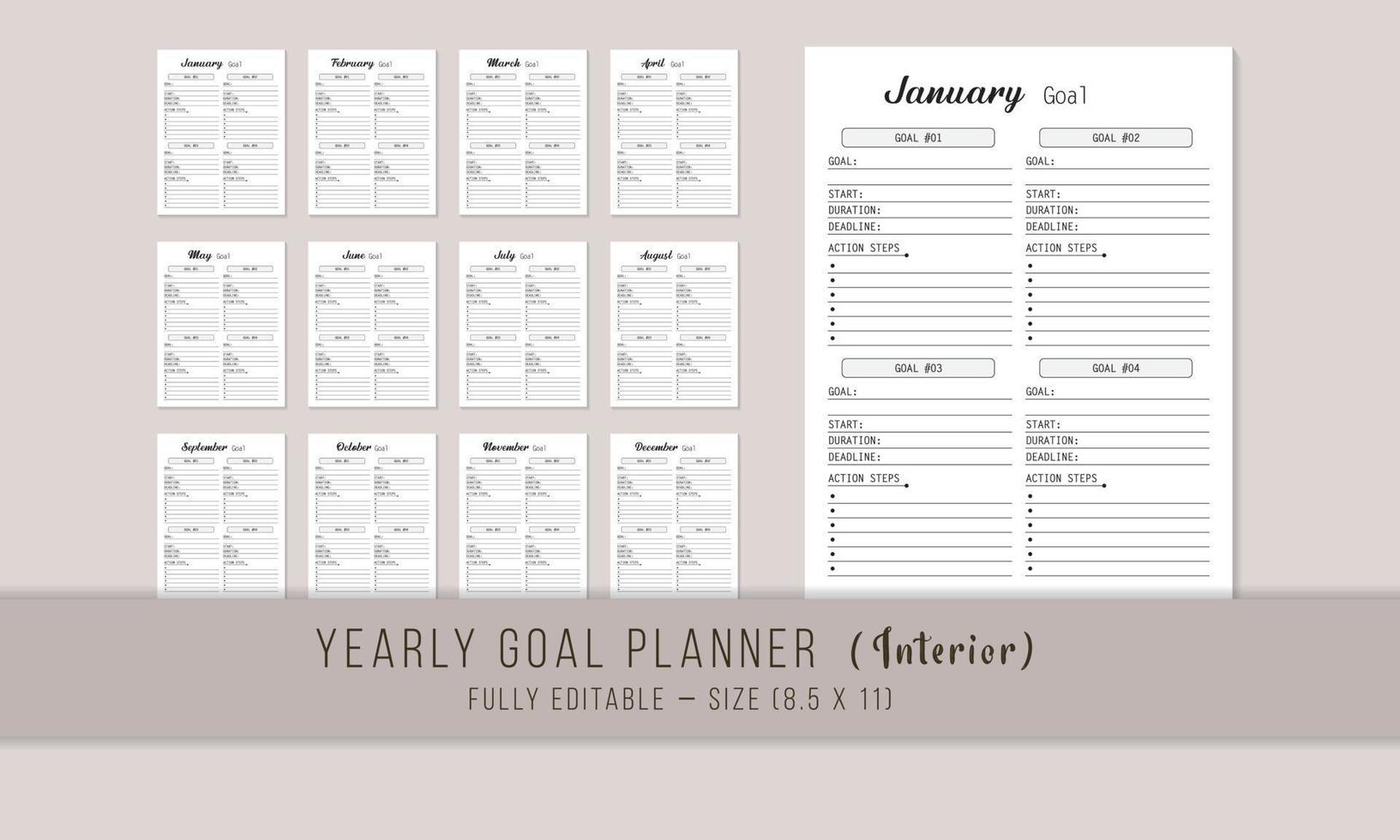 Goal planner interior template design vector