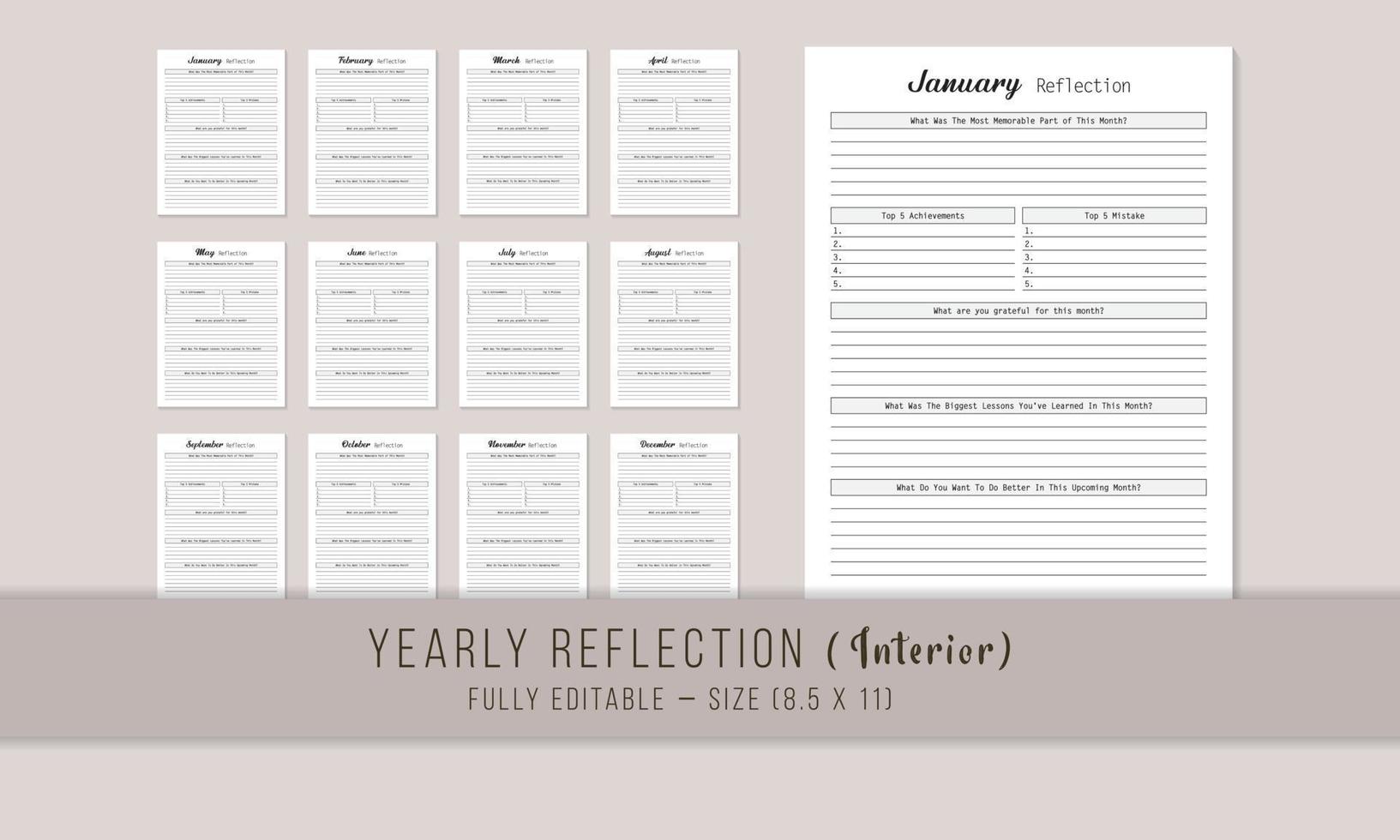 2023 yearly Reflection interior template design vector