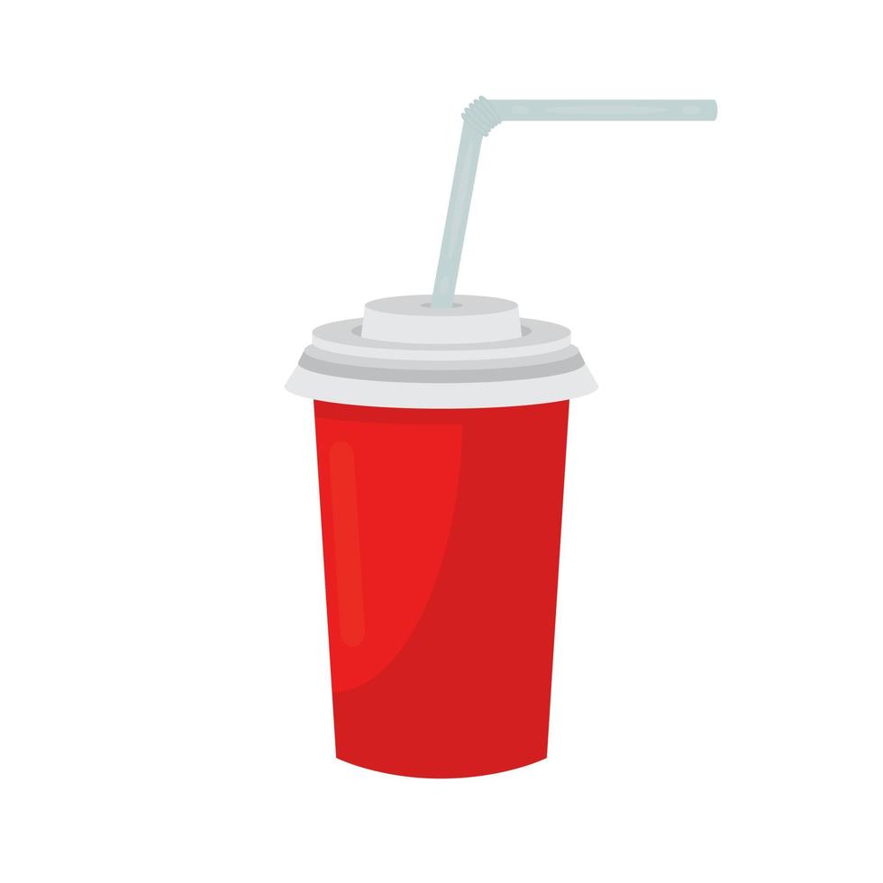 vaso rojo con bebida fría. ilustración vectorial aislada en un fondo blanco vector