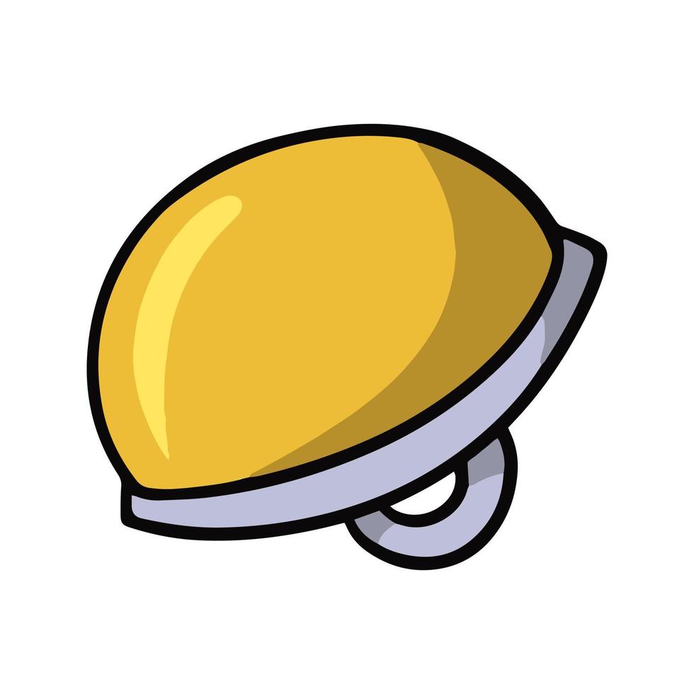 Yellow round button with a sewing loop, vector illustration in cartoon style on a white background