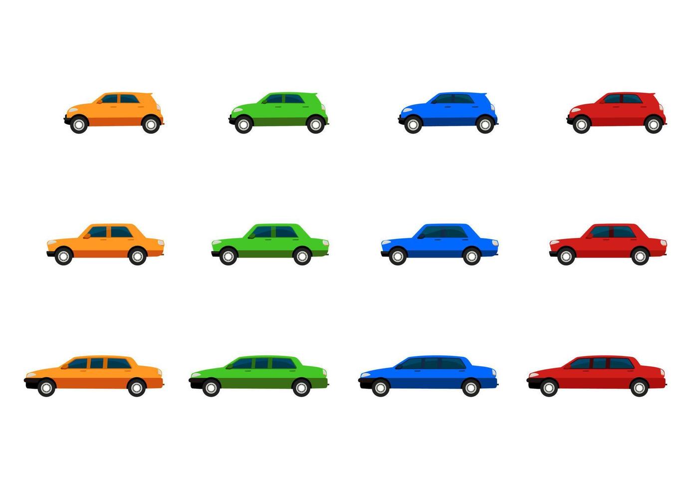 Set of different colorful cars isolated on white background vector
