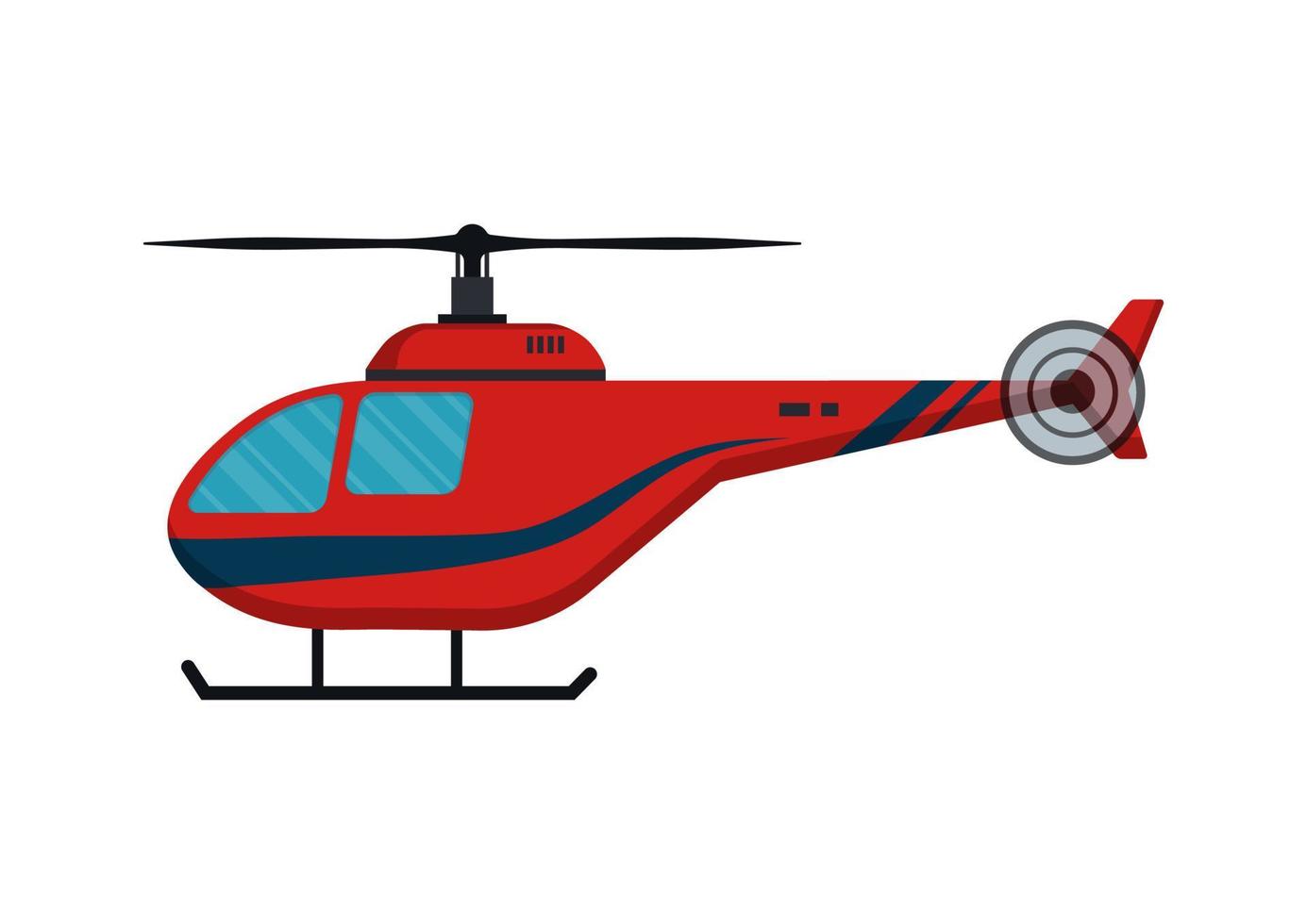 Red Helicopter In Flat Style Vector