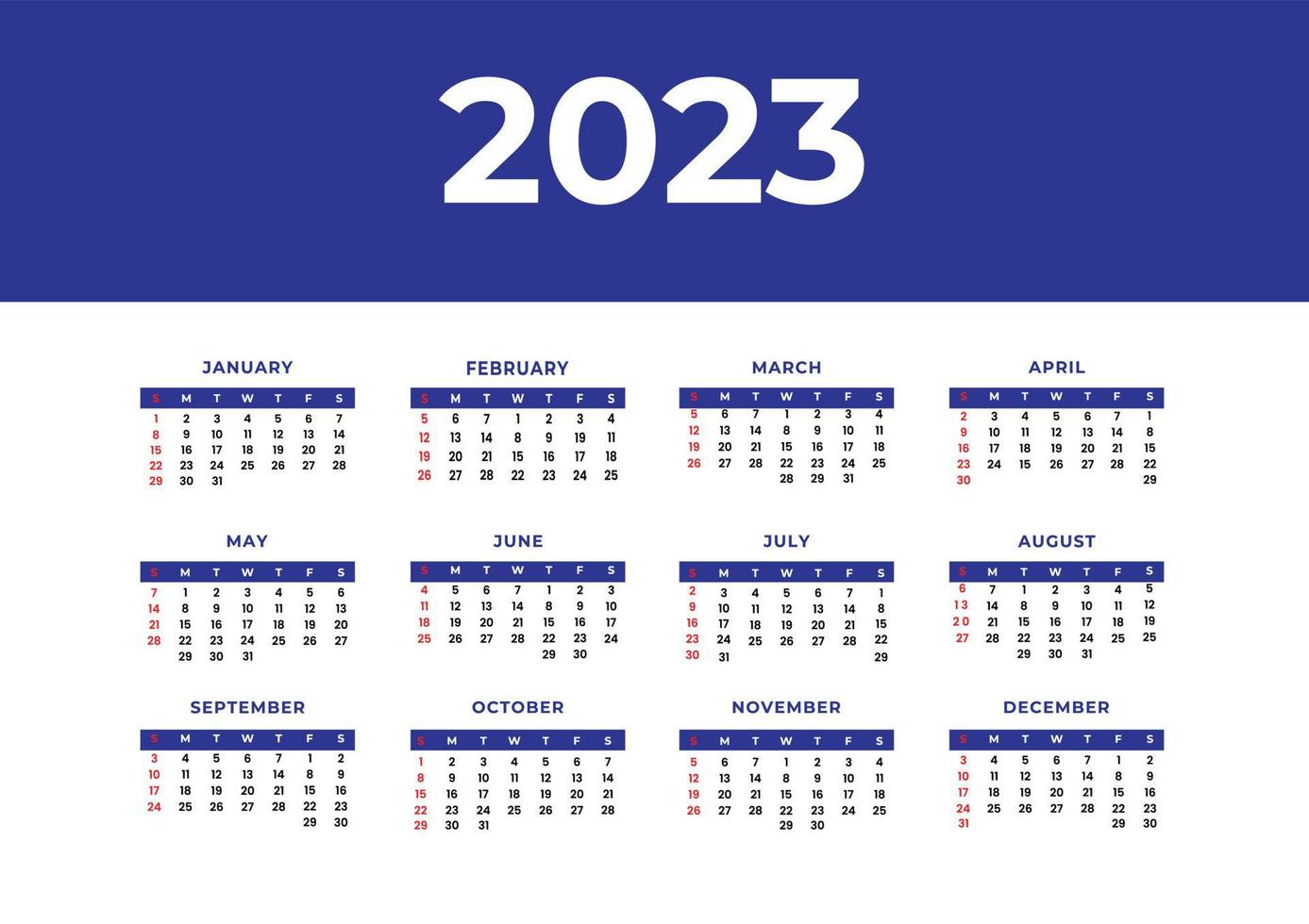 diseño del calendario 2023 vector