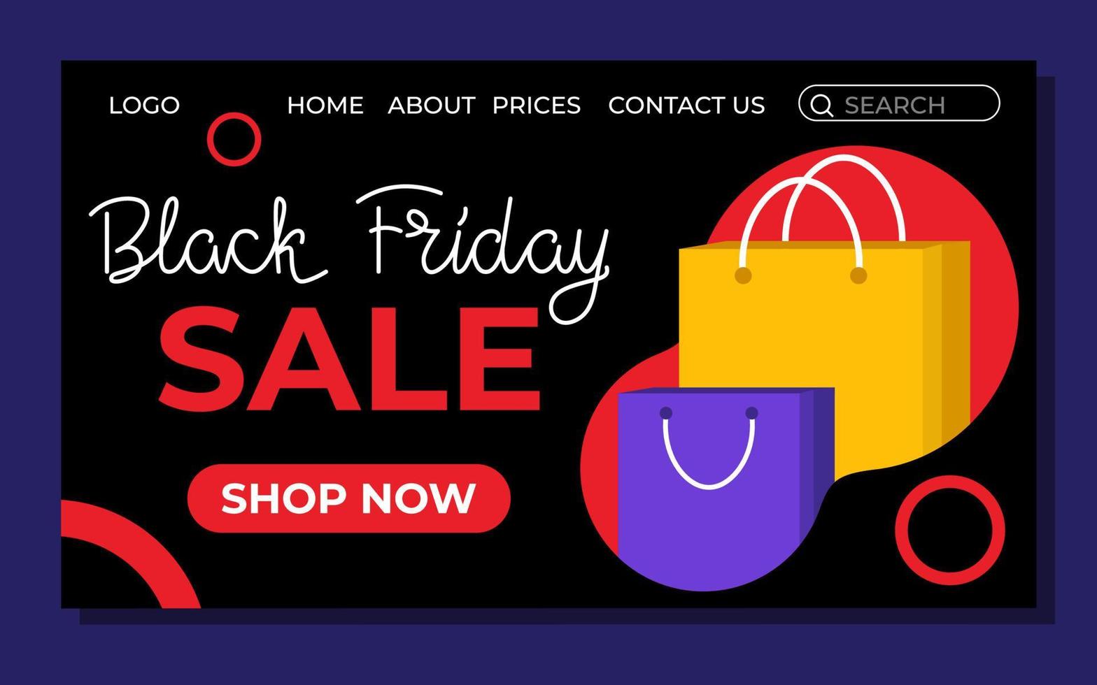 Concept Of Landing For Black Friday Sale Marketing Vector Illustration In Flat Style