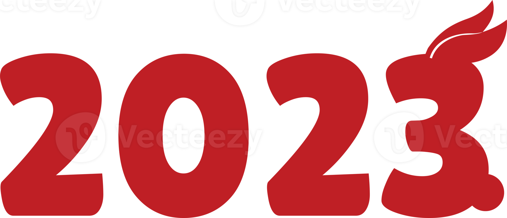 2023 New Year Numeric with Bunny's Ears and Tail png