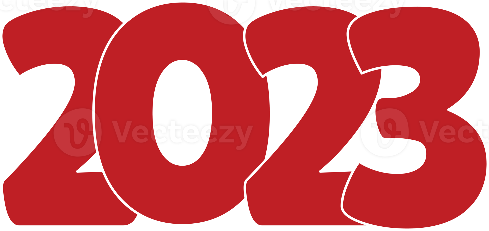 Red 2023 Happy New Year Numeric. Number Logo Text Desing png