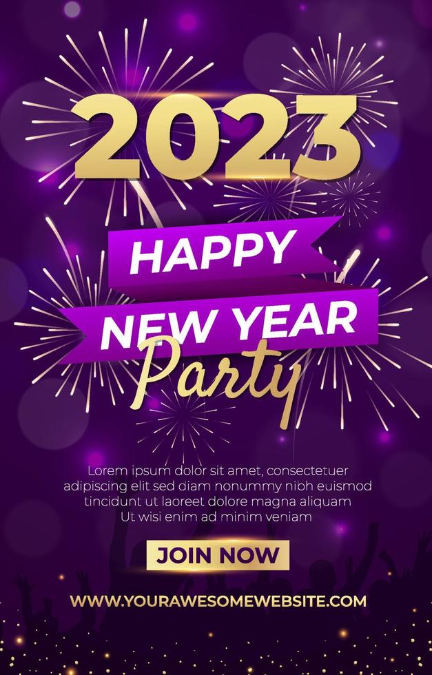 Fireworks New Year 2023 Poster vector