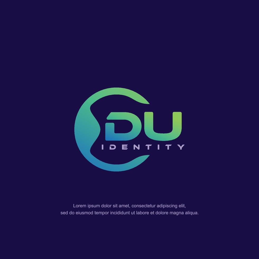 DU Initial letter circular line logo template vector with gradient color blend