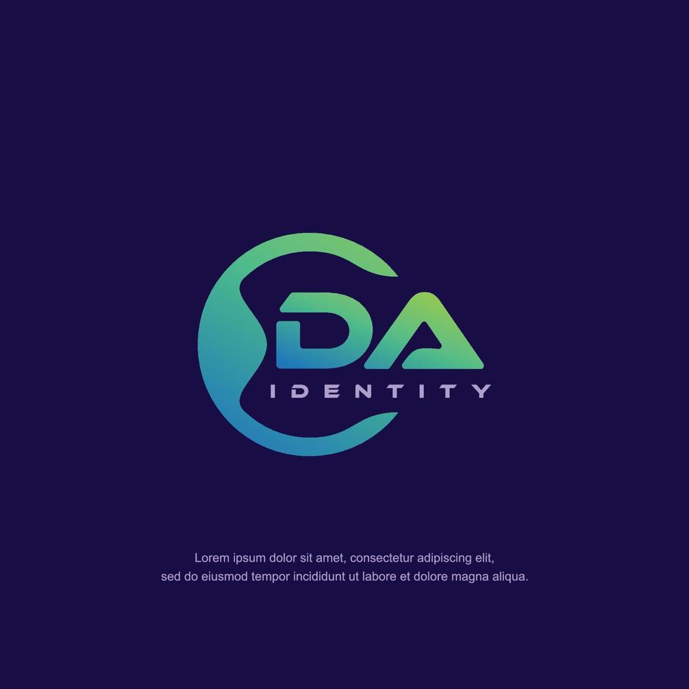 DA Initial letter circular line logo template vector with gradient color blend