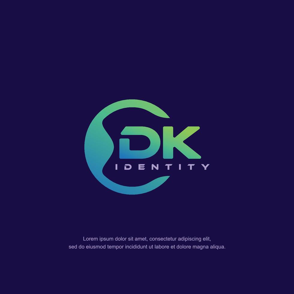 DK Initial letter circular line logo template vector with gradient color blend