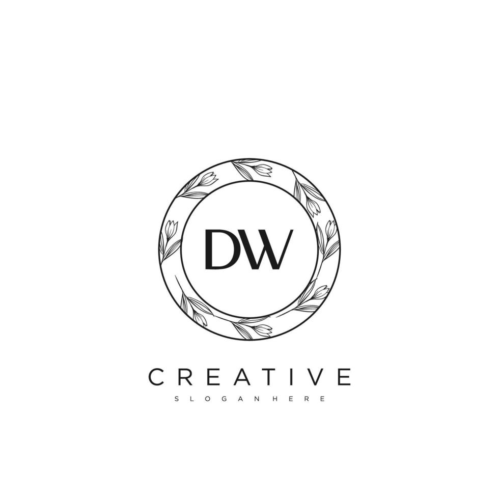 DW Initial Letter Flower Logo Template Vector premium vector art