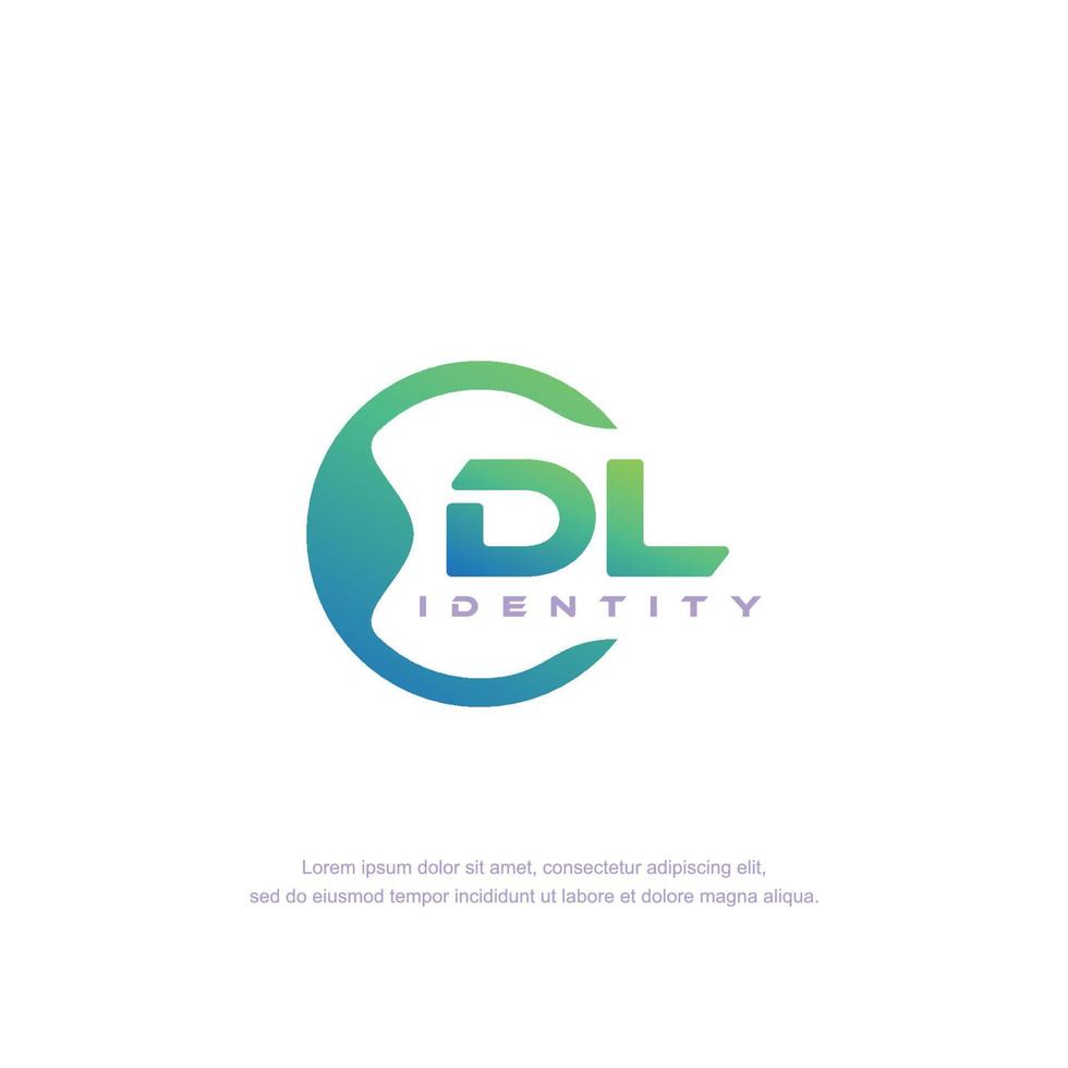 DL Initial letter circular line logo template vector with gradient color blend